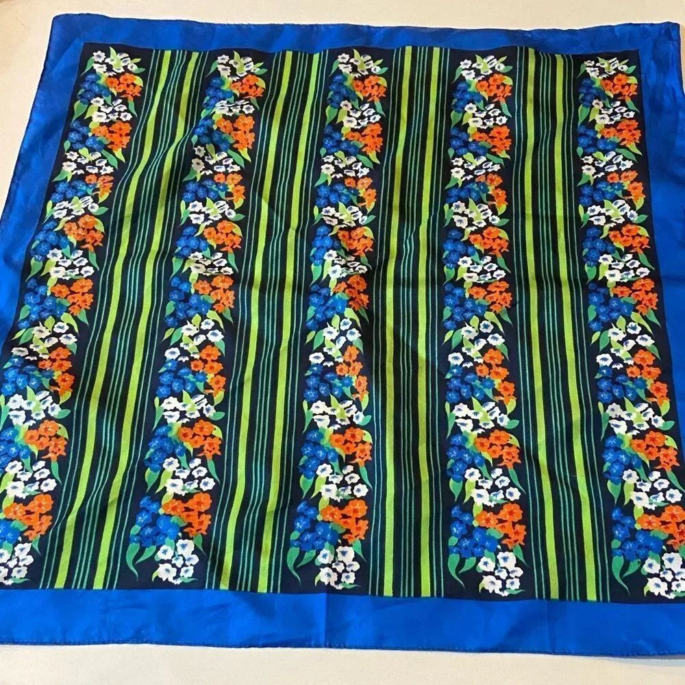 Floral Striped Silk Scarf